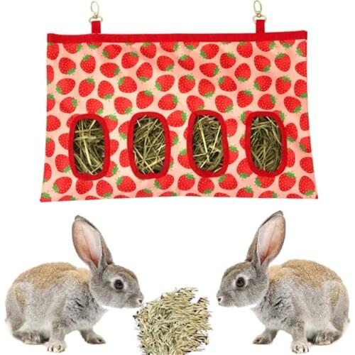 Small Animal Hay Bag Hanging Feeder Holder Feeding Dispenser Container Guinea Pig Hamsters Hanging Pouch Feeder Bag