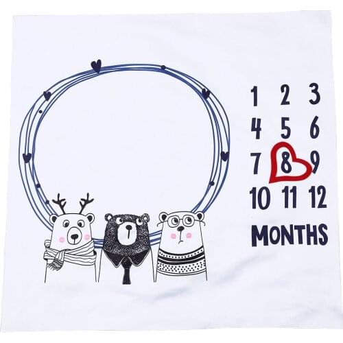 Cute Pattern Play Mat Baby Milestone Photo Commemoration Background Blanket Infant calendar Age Backdrop Cloth Photo Accessories