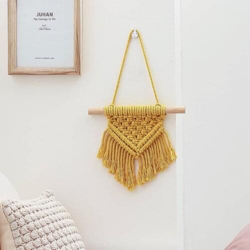 Mini Macrame Wall Hanging Bohemian Handmade Woven Tapestry Tassel Ornaments for Nursery Apartment Home