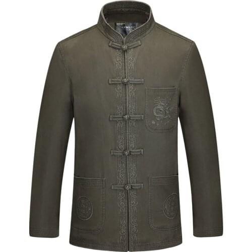 New Male Double deck Cotton Thick Outerwear With Lining Traditional Chinese sun yat sens uniform Kung Fu Jacket Coat for Men