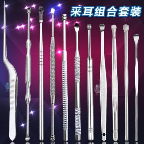 6-piece ear tool set stainless steel ear spoon spring-type spiral digging adult