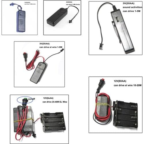 Neon Light DC3V AA Battery 12V Power Supply Adapter Driver Controller Inverter For 1-40M EL wire Electroluminescent Light