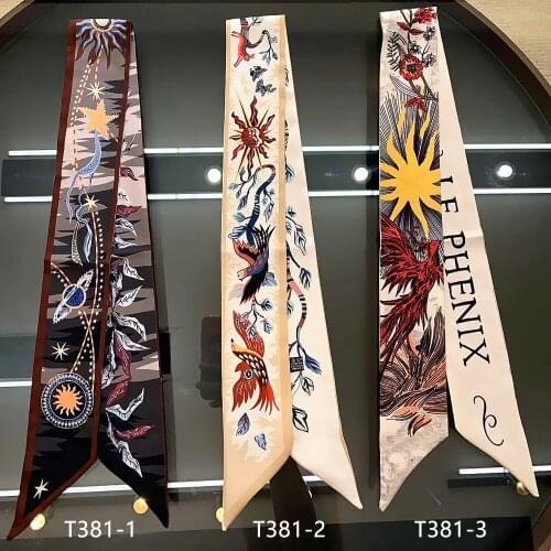 2020 Europe and the United States new flowers and birds plants flowers small scarf binding bag handle Ribbon Hair Band wholesale