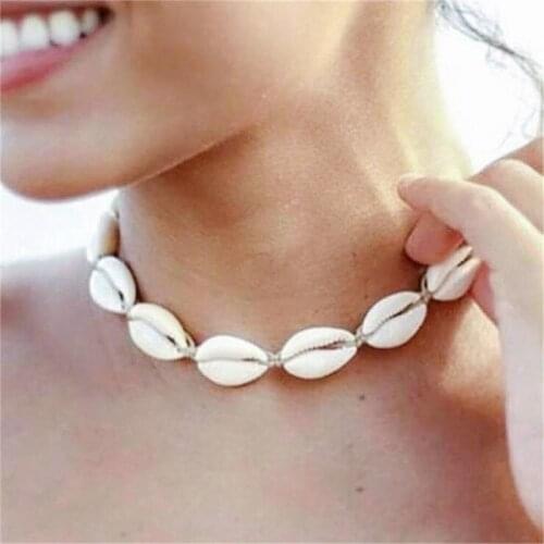 Fashion Natural Shell Necklace for Women Bohemian Handmade Rope Chain Collar Necklace Beach Seashell Choker Necklaces
