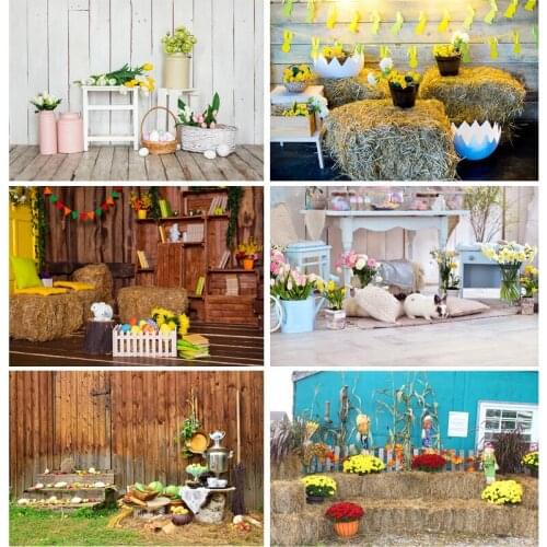 SHENGYONGBAO Easter Backdrops For Photography Spring Flowers Rabbit Eggs Baby Photo Background Photo Studio 210318MXR-01