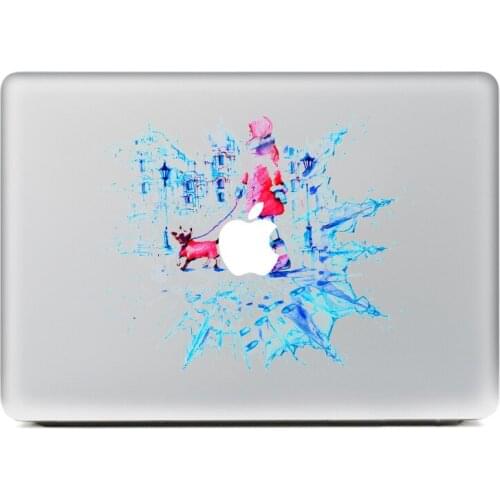 Walk the dog DIY Personality Vinyl Decal Laptop Sticker for macbook Pro Air 13 inch Cartoon laptop Skin shell for mac book
