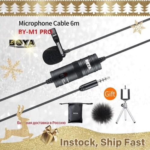BOYA BY-M1 Pro Lavalier Microphone Clip-on Condenser Mic Wired 3.5mm Studio Mic for Smartphone Mac Vlog DSLR Camcorder Audio