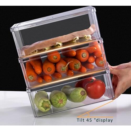 Kitchen Refrigerator Transparent Organizer Bin Storage Box Compartment Refrigerator Drawer Fridge Storage Bin Containers