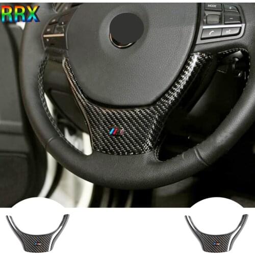 RRX 2010-2015 carbon fiber steering wheel trims interior mouldings stiker trims for BMW 5 series F10 F18 styling car accessorie