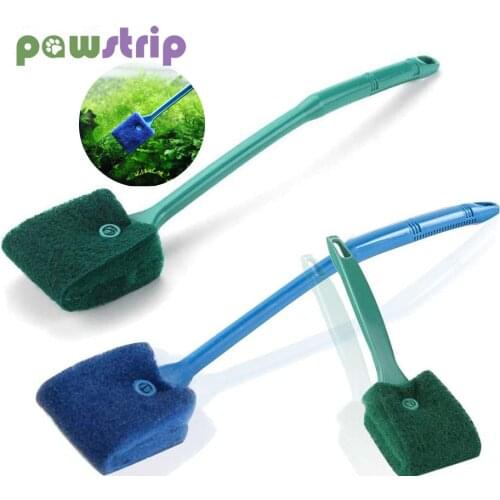 Long Handle Fish Tank Cleaning Brush Aquarium Fish Tank Glass Double-sided Clean Sponge Algae Cleaning Tool Aquarium Accessories