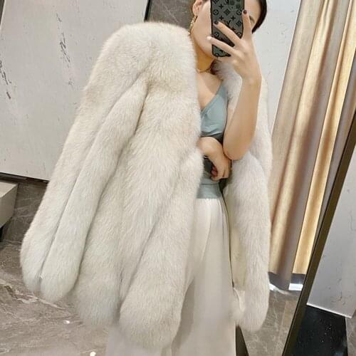 FURTJY Real Fox Fur Coat For Women Genuine Sheepskin Natural Whole Skin Fox Fur Jackets Woman Winter Overcoats Luxury Fur Coats