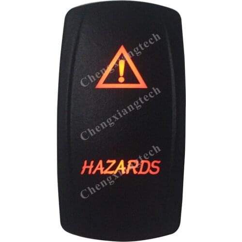 Marine Grade Waterproof IP66 HAZARDS Rocker Switch AMBER Led lamp 5 Pin ON/OFF SPST DC12V 24V