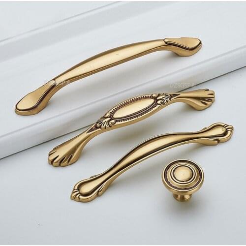 Gold Door Furniture Hardwares Brass Knurled Cupboard Drawer Handle Antique Cabinet Kitchen Pull Sliding door Knob