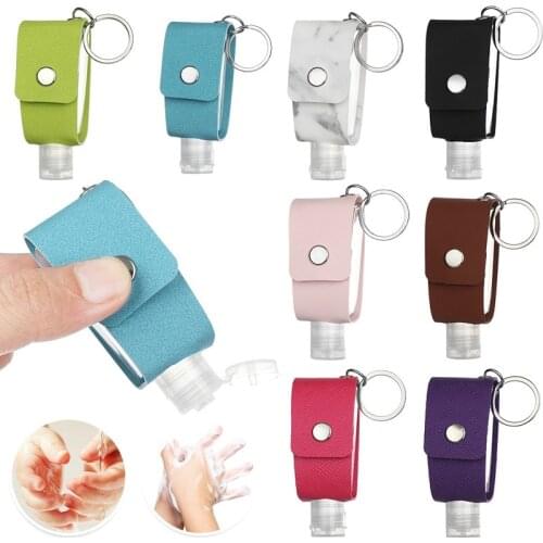1pc Travel Hand Sanatizer Holder Keychain Leather Case Refillable Containers Empty Reusable Bottles With Keyring Carrier Perfume