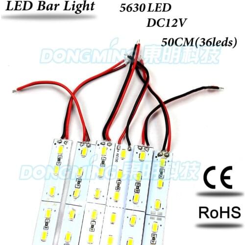 10pcs/lot led luces strip 5630 smd DC12V 50cm 36 led Aluminum profile Led bar light for Kitchen Cabinet closet jewelry showcase