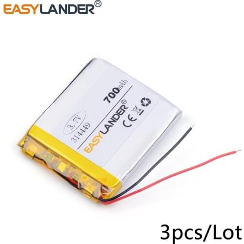 3pcs /Lot 3.7v lithium Li ion polymer rechargeable battery 314449 700mah MP4 PSP Digital Products