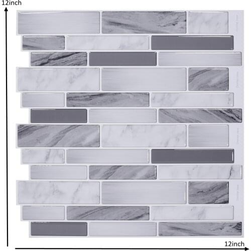 3D Wall Stickers Peel and Stick Wall Tile Backsplash Bathroom Kitchen Wall Sticker Self Adhesive Grey Grout Mosaics Wall Tile