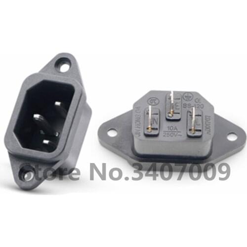 5 Pcs 3P IEC 320 C14 Male Plug Panel Power Inlet Sockets Connectors AC 250V 10A