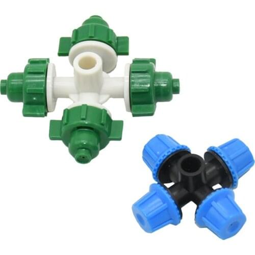 Greenhouse Hanging misting nozzle cross Fog nozzle Atomizing fog WATER SPRAY To Drip irrigation 6set