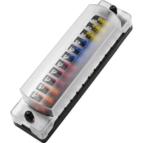 20A 32V DC Car Plastic Fuse Box 12 Ways Flame Retardant Fuse Holder With Double Fuses For Auto Car Boat Marine Trike