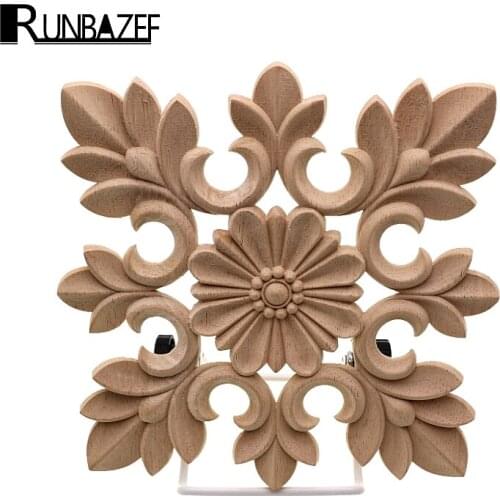 RUNBAZEF White Embryo Rubber Engraving Carved Square Decoration Flower Vintage Home Decor Accessories Miniature Figurine Craft