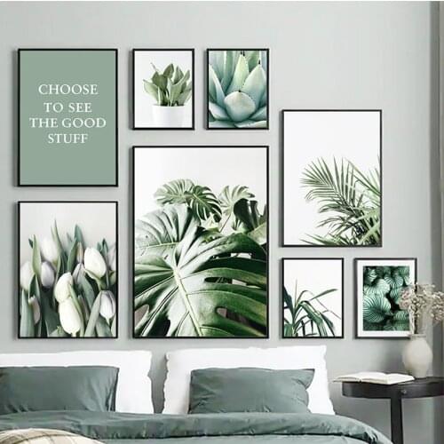 White Tulip Green Orchid Aloe Monstera Plant Art Canvas Painting Nordic Posters and Prints Wall Pictures for Living Room Decor