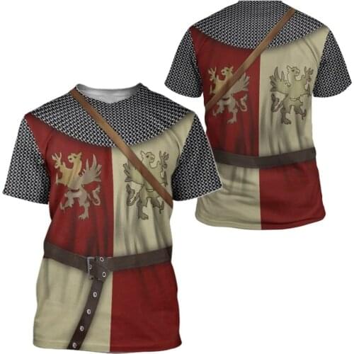 Knights Armor 3D Printed men t shirt Knights Templar Harajuku Fashion Short sleeve shirt summer street Casual Unisex tshirt
