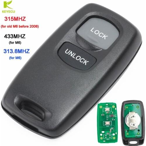 KEYECU Replacement New 2 Button Remote Key Smart Car Key Fob 315MHZ for Mazda Old M6 Before 2006 433Mhz or 313.8Mhz for Mazda M6