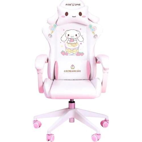 New products WCG gaming chair girls cute cartoon computer armchair office home swivel massage chair lifting adjustable chair