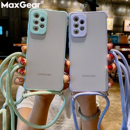 Crossbody Lanyard Hang Strap Cord Case For Samsung Galaxy A52 A32 5G A72 A12 A51 A71 A50 A42 A21S S20 S21 Ultra Matte Hard Cover