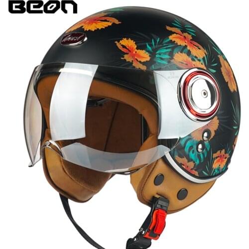 BEON Motorcycle Helmet 3/4 Open Face Vintage Casco Moto Men Retro Moto Helmet Summer Scooter Motorbike Riding Helmet Casque Moto
