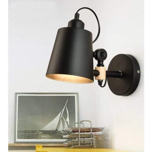 Nordic style solid wood LED wall lamp modern minimalist art bedside lamp wooden interior staircase rotating aisle lamp