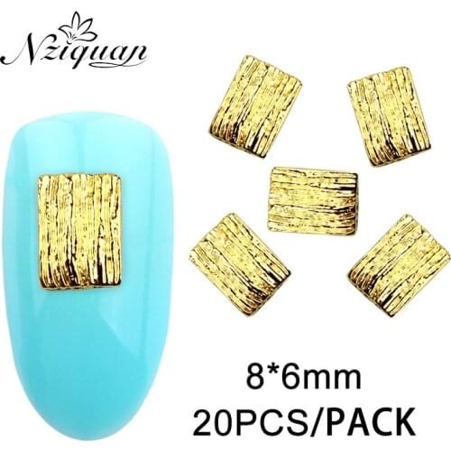 NZIQUAN 20PCS square four-color nail decoration stickers ultra-thin alloy nail decoration nail art ladies art rivet nail art
