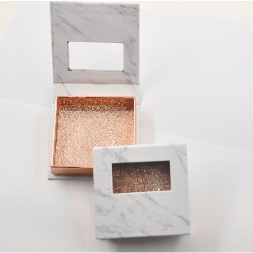 Wholesale Lash Box Packaging Eyelash Box Customized Faux Cils Mink Eyelashes Square Marble Magnetic Package Storage Case Vendors