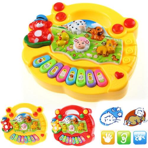 2 Color Farm Animal Sound Kids Piano Music Toy Musical Animals Sounding Keyboard Piano Baby Playing Type Musical Instruments