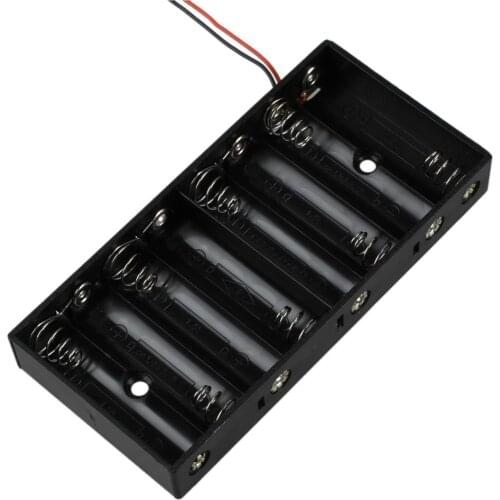15pcs/lot MasterFire Plastic 8 X 1.5V AA 2A CELL Battery Holder Storage Box standard 12V Batteries Black Case with Wire Leads