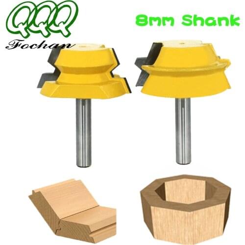 QQQ 2pcs 8/12/12.7mm Shank Lock Miter Tenon Router Bits 22.5 Degree Glue Joinery Milling Cutter Set for Wood Woodwork Cutter