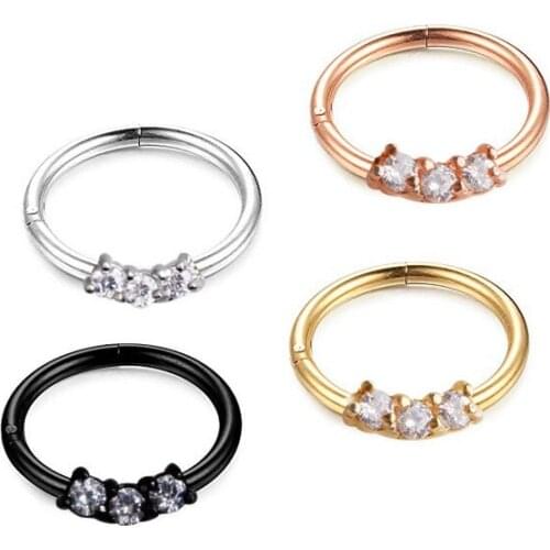 2018 Hot Sale 3 AAA CZ High quality multi-function 316 stainless steel nose ring earrings for woman