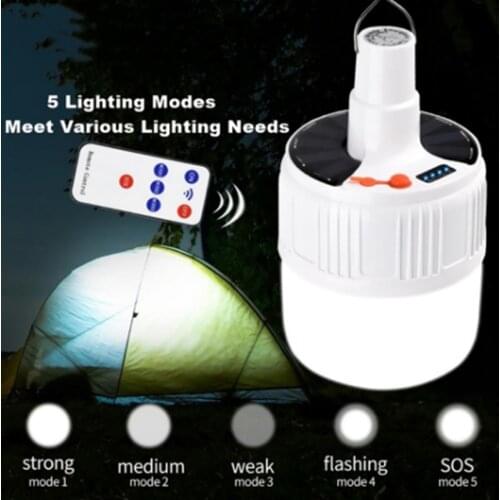 Pany60/80/100W Camping Light Outdoor Solar LED Bulb Lights Battery Charge Portable LED Lantern Light Home Night Market Tent Lamp