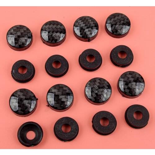 Universal 16Pcs/Set Car Plastic Carbon Fiber Style License Plate Tag Frame Fastener Screws Caps Covers