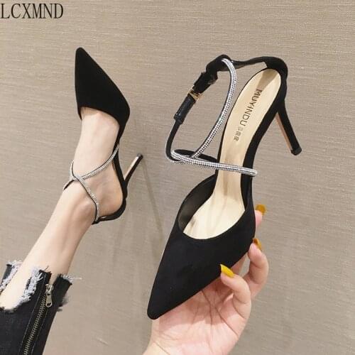 High-quality Sandals with High Heels for Women 2021 New Fashion Sandal with Pointed Toe and Thin Heel Bun Buckle Banquet