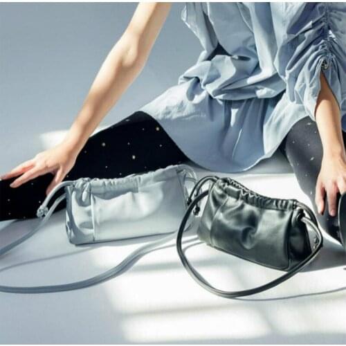 Women bag new French PU Flap Chains Ruched Solid Hasp Korean ladylike shoulder bag handbag purse luxury designer bag