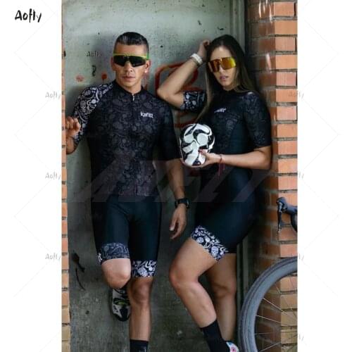 2020 Kafitt Summer Womens Black Couple Cycling Triathlon Suit Bicking Skinsuit set Maillot Ropa Ciclismo Go Pro Cycling Jumpsuit