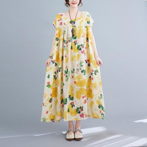 Short Sleeve Loose Summer Dress 2021 New Arrival Thin Soft Cotton Linen Cozy Fashion Women Dress Holiday Travel Casual Dress