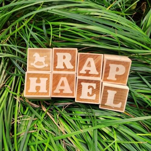 1pcs Personalized Block Custom Alphabet Blocks Wooden Engraved Block Letters Toys Baby Shower First Birthday Gift