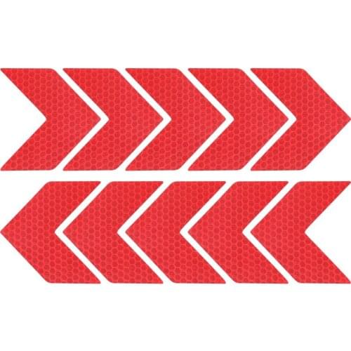 10PCS/Set Car Reflective Arrow Sign Tape Warning Safety Sticker For Car Bumper Trunk Reflector Hazard Tape Car Styling Sticker