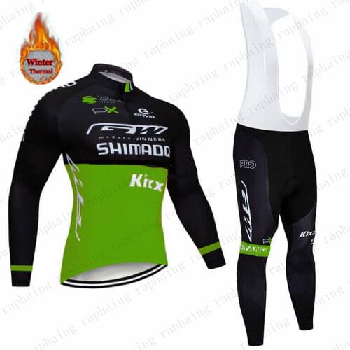 2021 Warm Winter Thermal Fleece Cycling Clothing Mens Jersey Suit Outdoor Riding Bike Clothes MTB Long Bib Pants Set Shimanoful