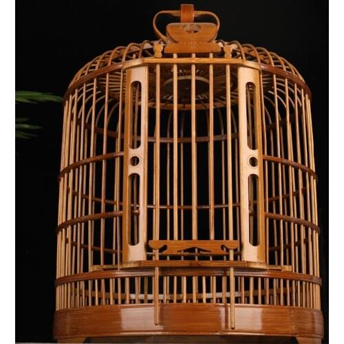 36cm large big cage for birds Chinese style The traditional process handmade Bamboo products Carving bird shed house decoration