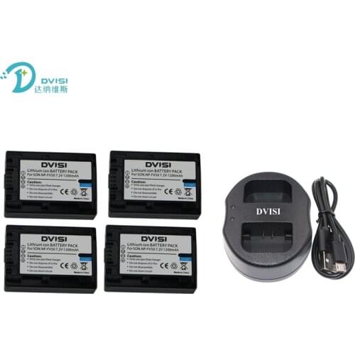 4Pcs NP-FV50 NP FV50 Rechargeable Camera Battery+USB Dual Charger for Sony NP-FV30 HDR-CX150E HDR-CX170 NP-FV70 NP-FV100 NP-FH50