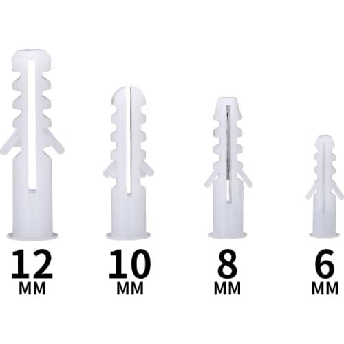 50pcs M6 M8 M10 M12 Ribbed Plastic Anchor Wall Plastic Expansion Pipe Tube Wall Plugs For Self-tapping Screws
